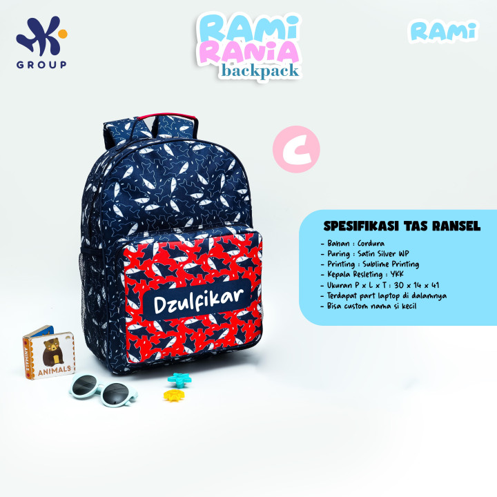 PO RAMI RANIA BACKPACK DAN LUNCH BAG CUSTOM NAME BY HK GRUP