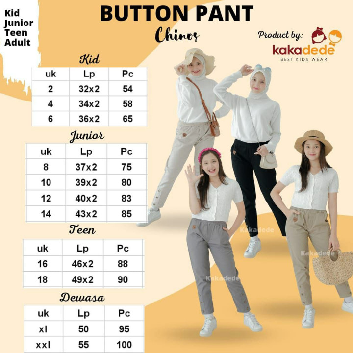 BUTTON PANTS CHINOS BY KAKADEDE
