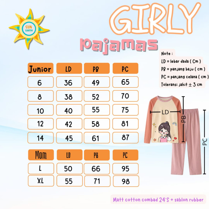 PO GIRLY PAJAMAS BY SUN EARTH