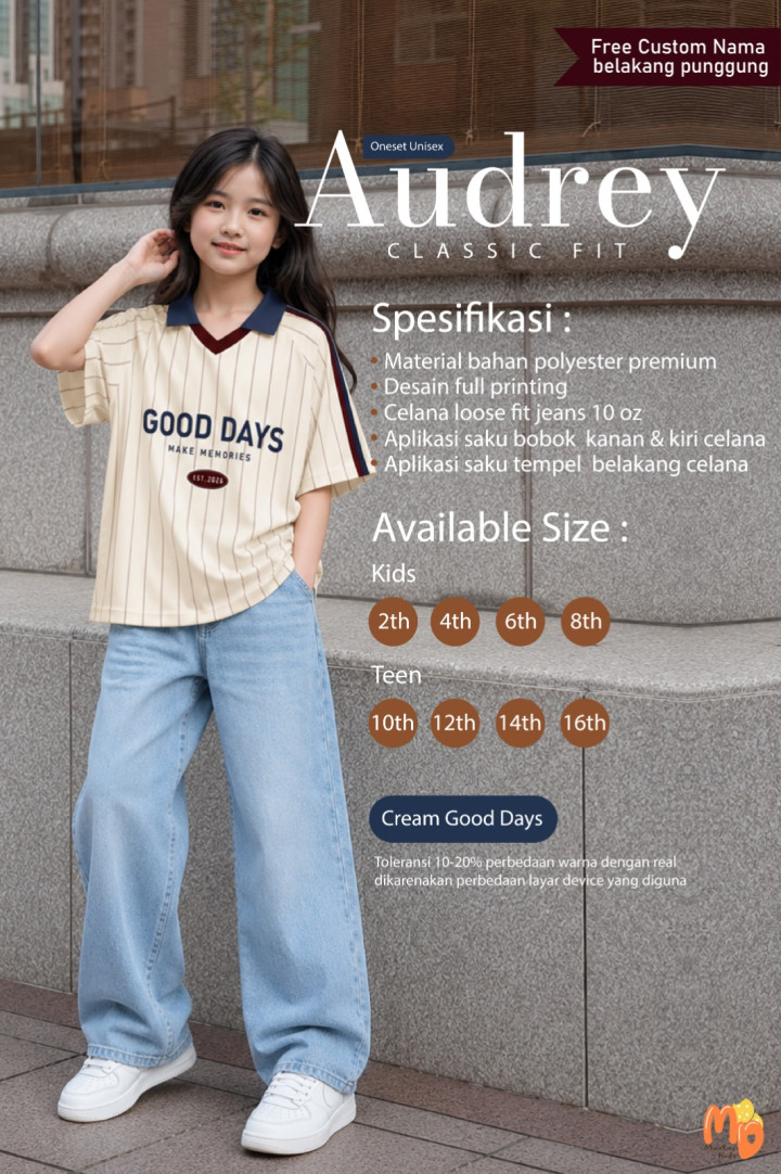PO ONESET JERSEY AUDREY SPORTY CUSTOM NAMA BY MASTER KIDDOS