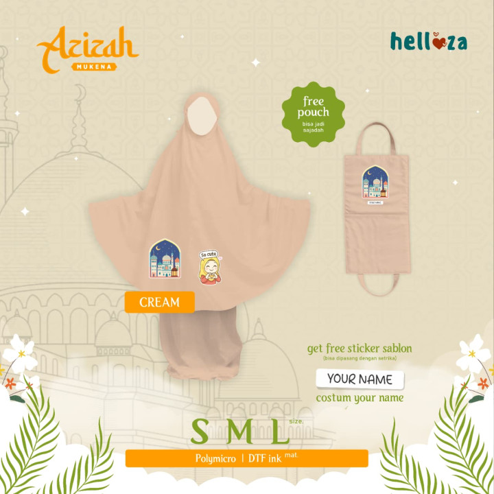 PO AZIZAH MUKENA CUSTOM NAME BY HELLOZA
