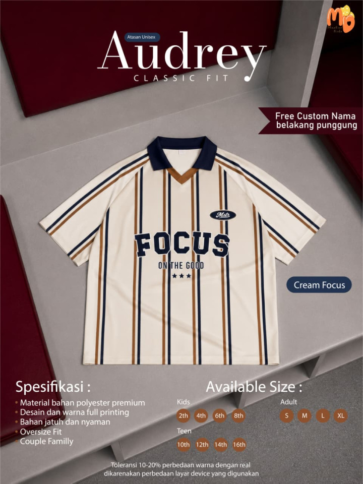 PO TSHIRT JERSEY AUDREY SPORTY CUSTOM NAMA BY MASTER KIDDOS