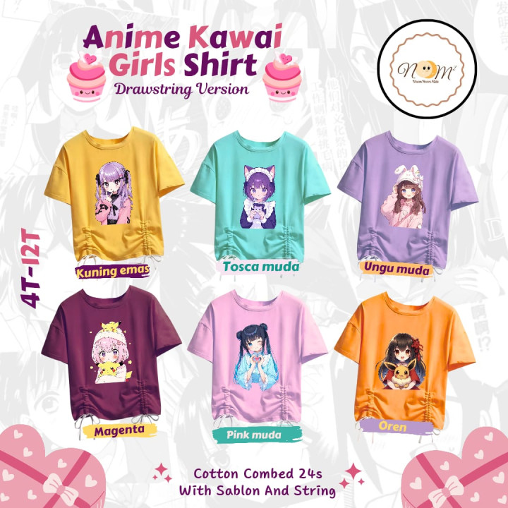 PO ANIME KAWAI GIRLS SHIRT BY NOOM² KIDS Drawstring Version
