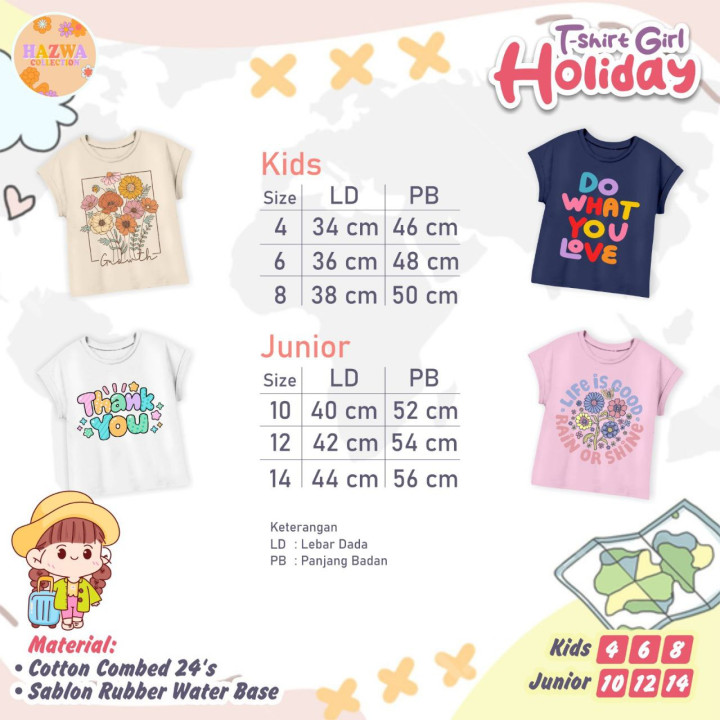 PO TSHIRT GIRL HOLIDAY BY HAZWA