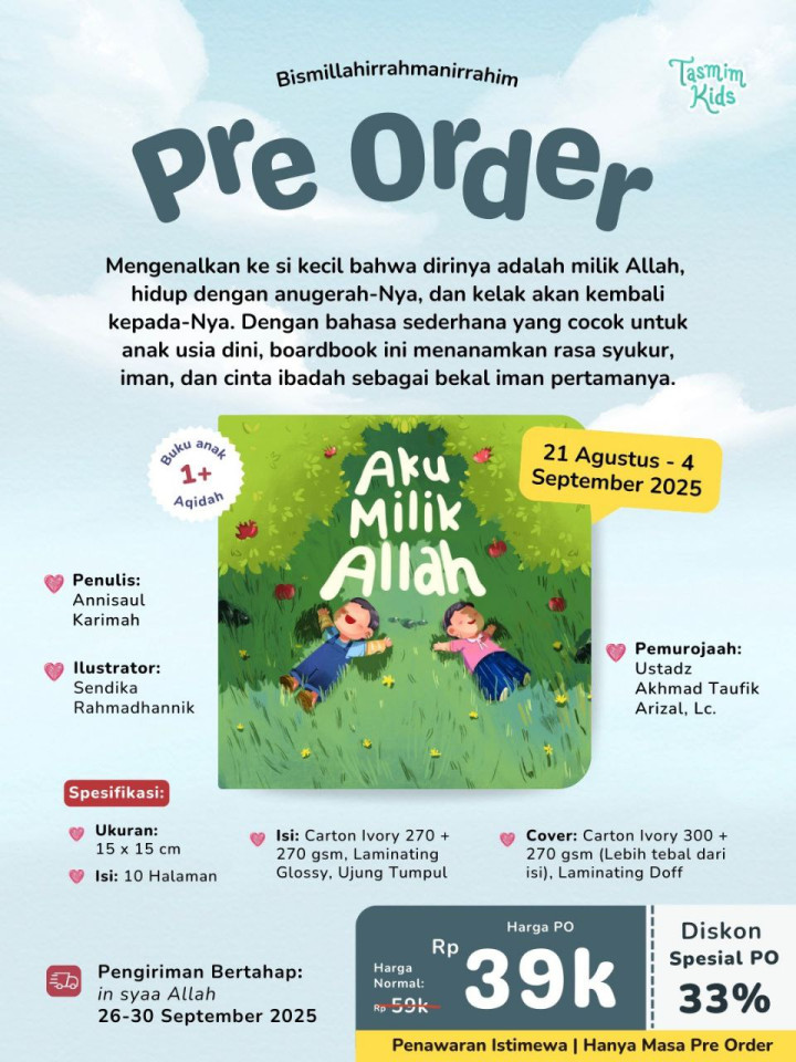 PO BOARDBOOK AKU MILIK ALLAH BY TASMIM KIDS
