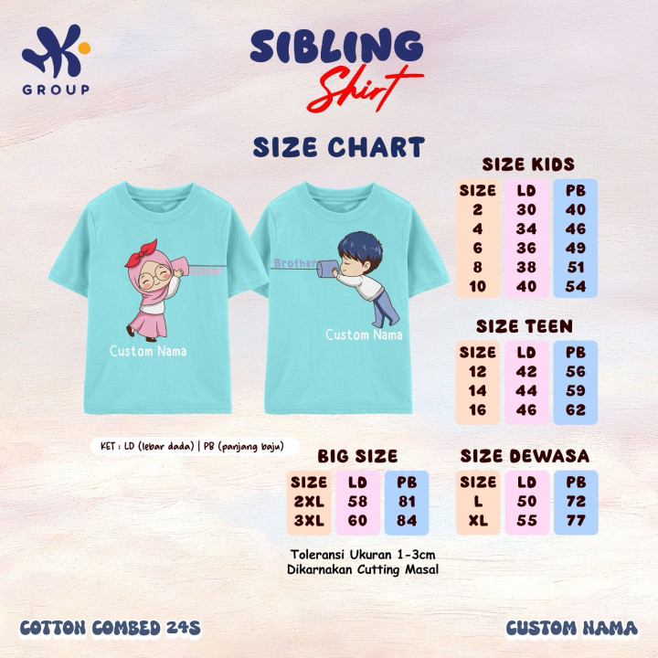 PO SIBLING TSHIRT CUSTOM NAME LENGAN PENDEK BY HK GROUP
