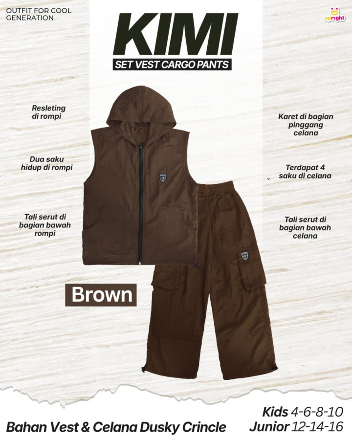 PO KIMI SET VEST CARGO PANTS BY UPRIGHT 