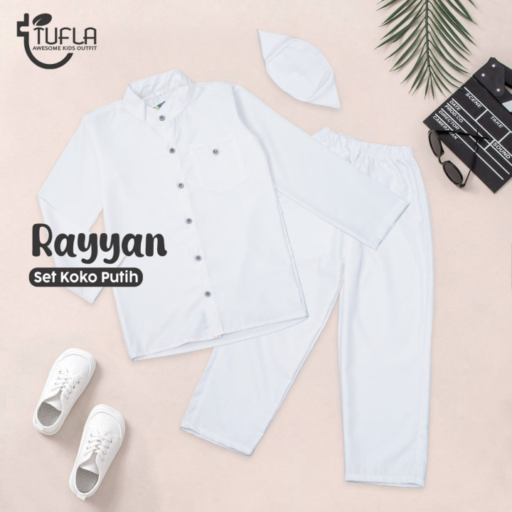 READY STOK RAYYAN SET KOKO PUTIH PANJANG BY TUFLA