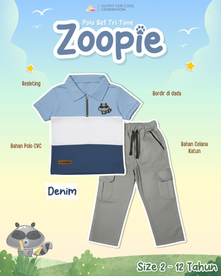 PO POLO SET TRI-TONE ZOOPIE BATCH 2 BY UPRIGHT