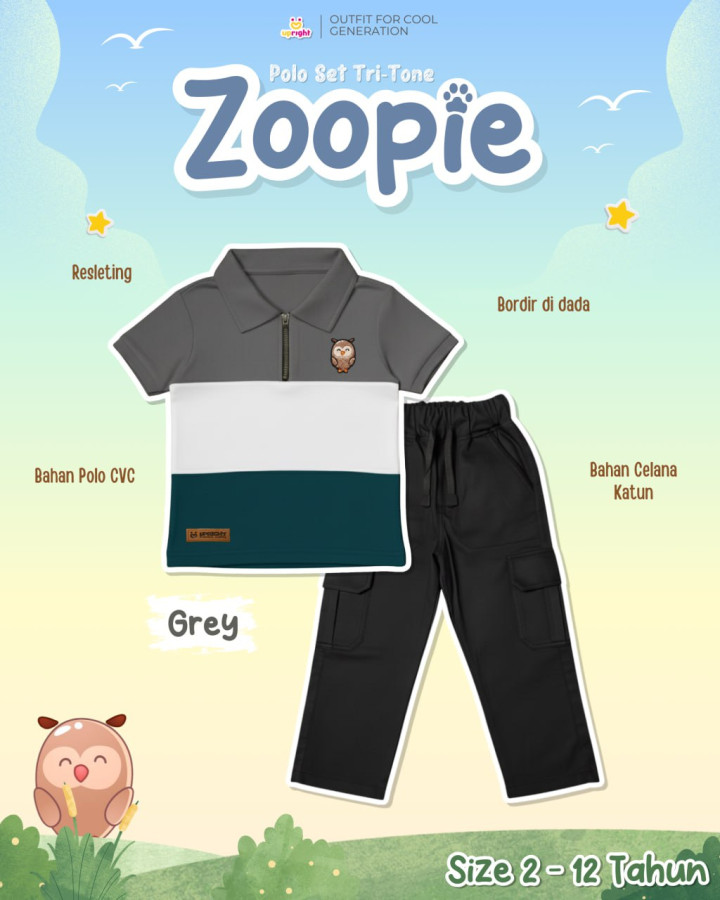 PO POLO SET TRI-TONE ZOOPIE BATCH 2 BY UPRIGHT