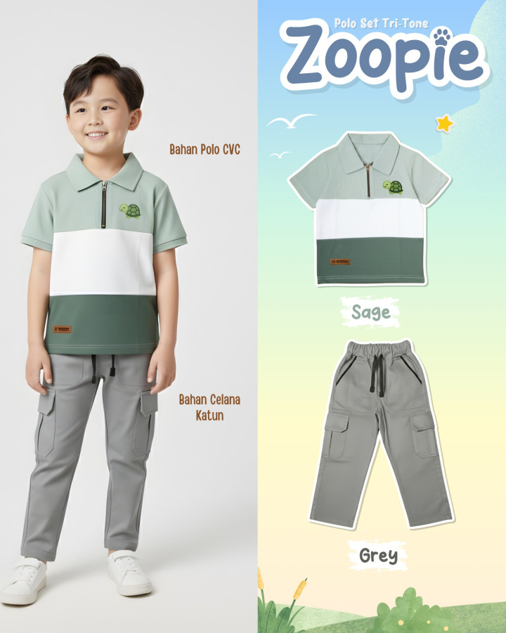 PO POLO SET TRI-TONE ZOOPIE BATCH 2 BY UPRIGHT