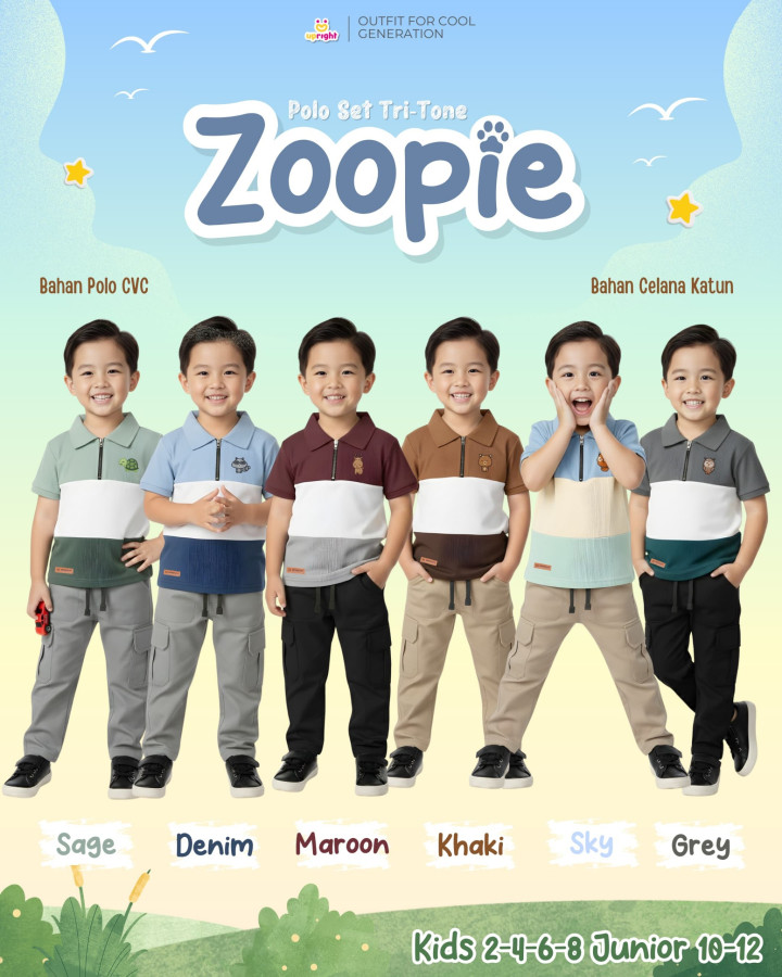PO POLO SET TRI-TONE ZOOPIE BATCH 2 BY UPRIGHT
