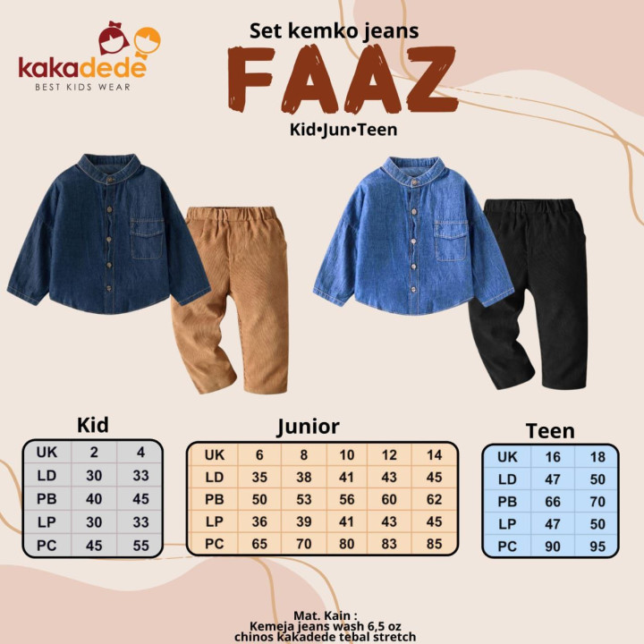 READY STOK SET KEMKO JEANS FAAZ (KIDS & JUN) BY KAKADEDE