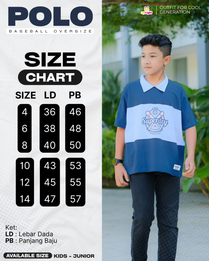 PO POLO BASEBALL OVERSIZE BY UPRIGHT KIDS APPAREL