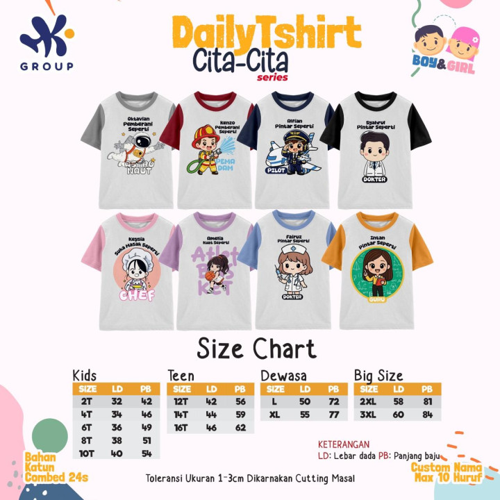 PO DAILY SUIT TSHIRT CUSTOM NAMA CITA-CITA SERIES HK GRUP