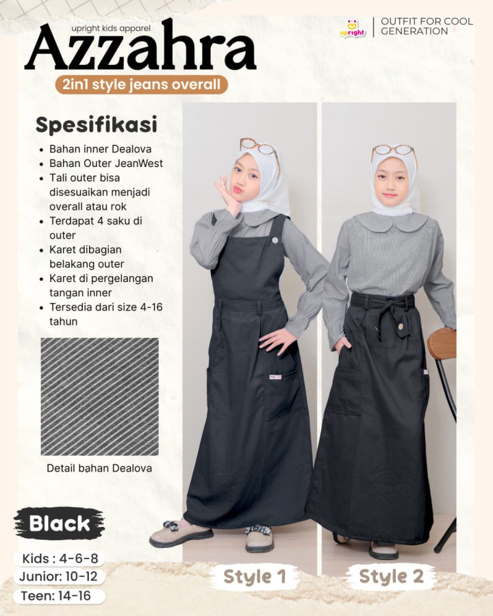 PO AZZAHRA 2IN1 STYLE JEANS OVERALL BY UPRIGHT