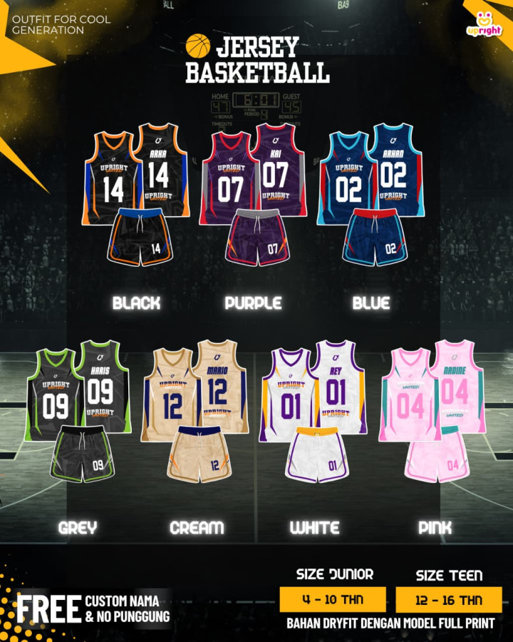 PO JERSEY BASKETBALL CUSTOM NAMA & NOMOR PUNGGUNG BY UPRIGHT