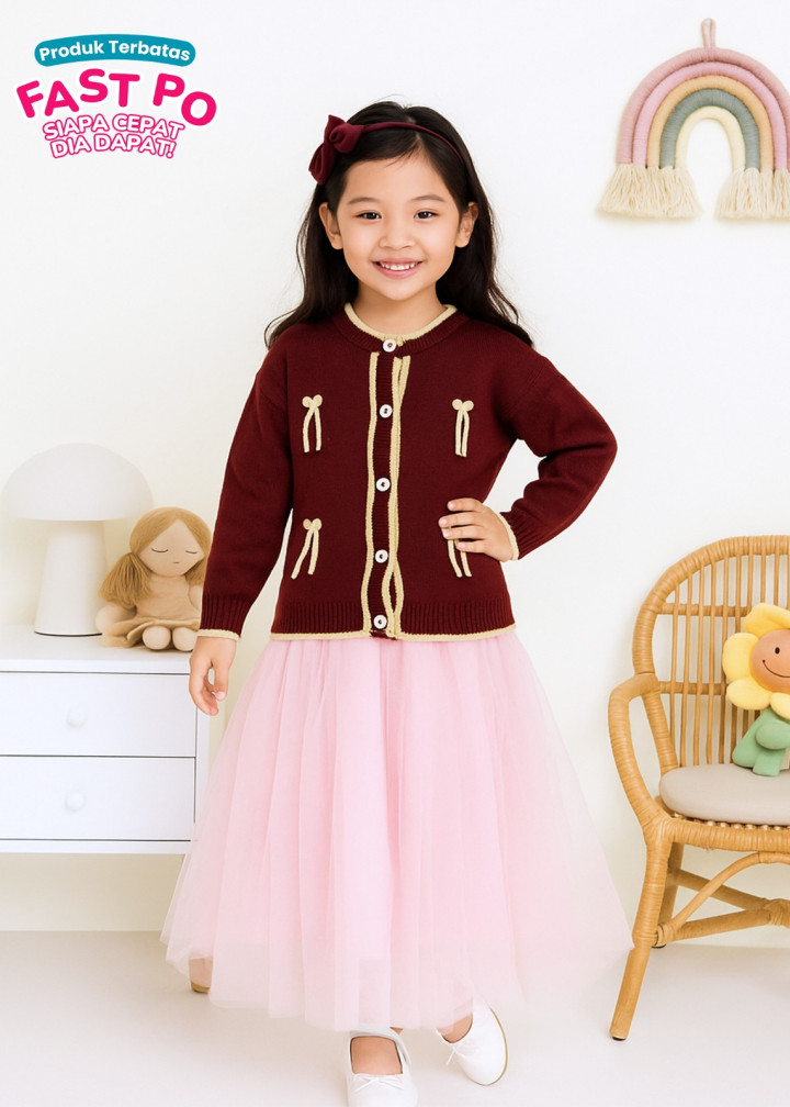 FAST PO LITTLE BOW CARDIGAN