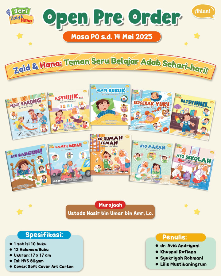 PO BUKU SERI ZAID DAN HANA : 10 BUKU CERITA ADAB ISLAMI ANAK BY AHLAN