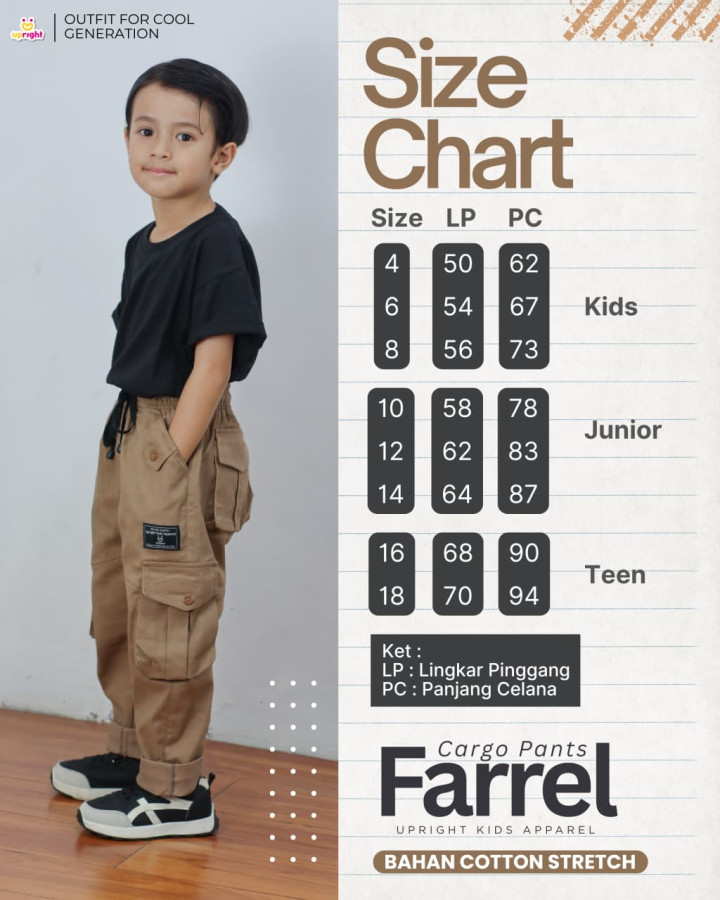 PO CARGO PANTS FARREL BY UPRIGHT KIDS