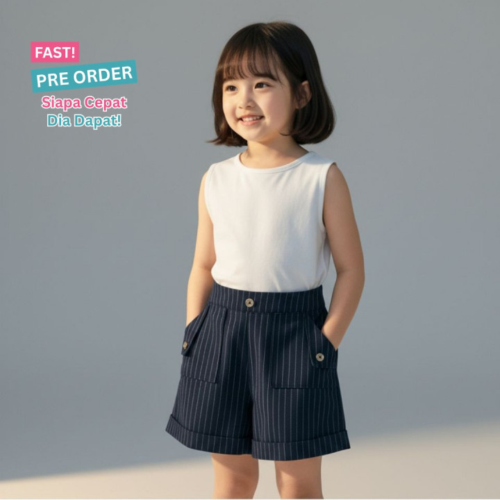 FAST PO STRIPE BUTTON SHORTPANS