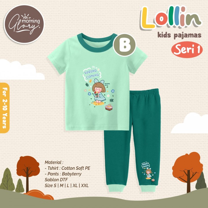 SERI 1 LOLLIN PENDEK PANJANG SET PIYAMA ANAK MGL