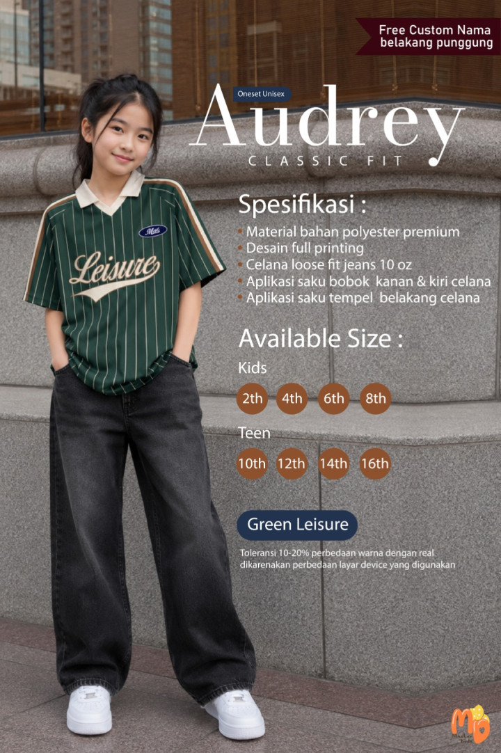 PO ONESET JERSEY AUDREY SPORTY CUSTOM NAMA BY MASTER KIDDOS