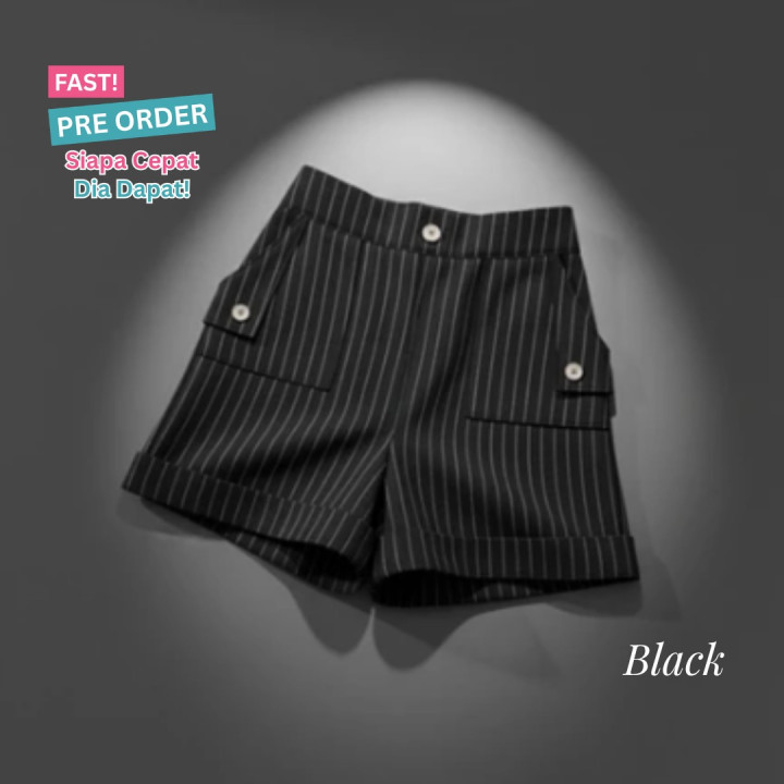 FAST PO STRIPE BUTTON SHORTPANS
