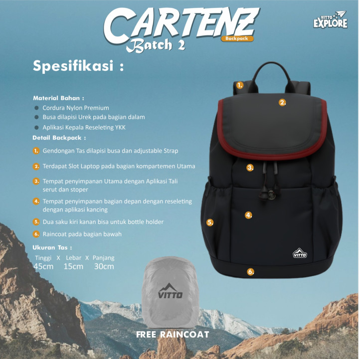 PO CARTENZ BACKPACK BATCH 2 BY VITTO EXPLORE