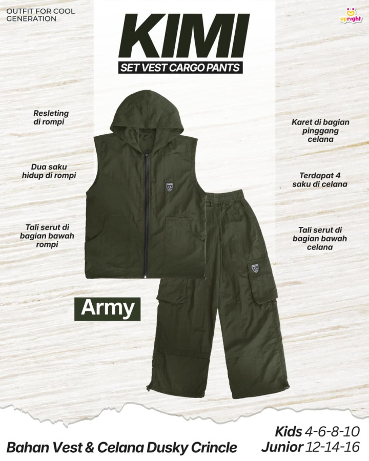 PO KIMI SET VEST CARGO PANTS BY UPRIGHT 