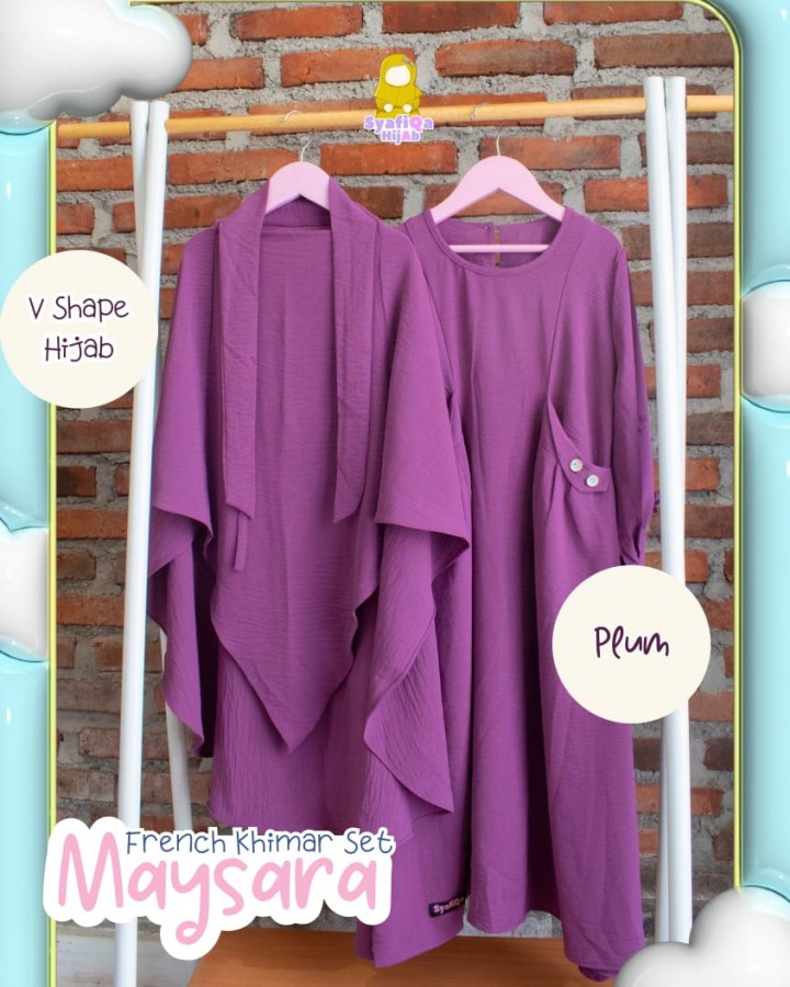 PO FRENCH KHIMAR SET MAYSARA V SHAPE HIJAB BY SYAFIQA