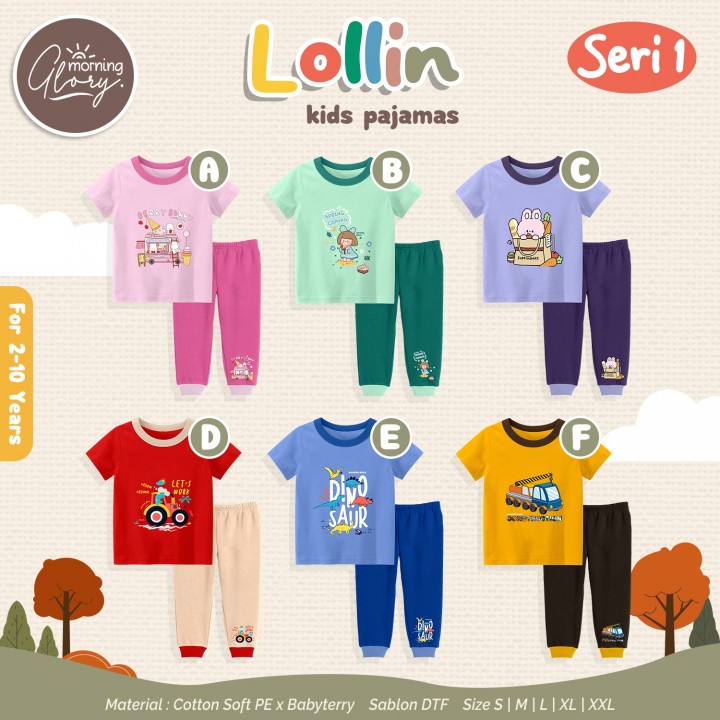 SERI 1 LOLLIN PENDEK PANJANG SET PIYAMA ANAK MGL