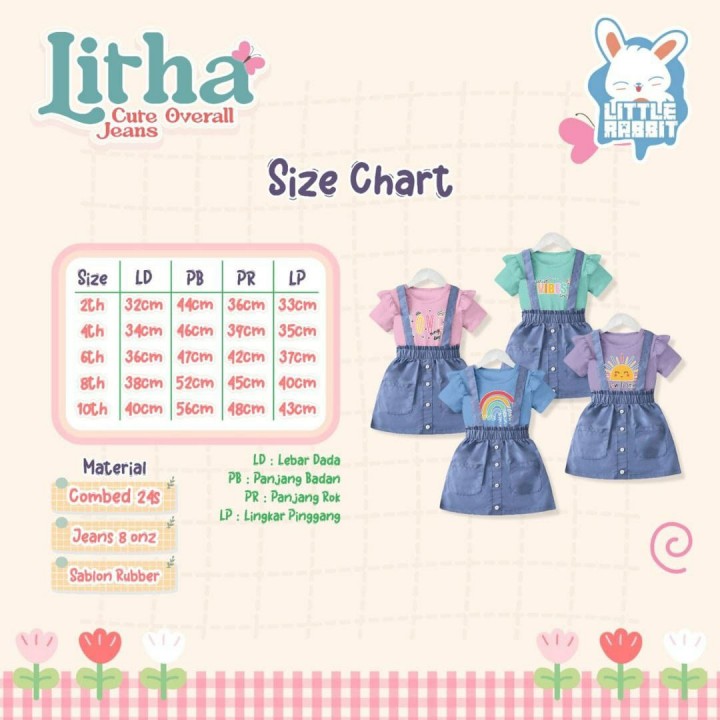 PO LITHA CUTE OVERALL JEANS BY LITTLE RABBIT