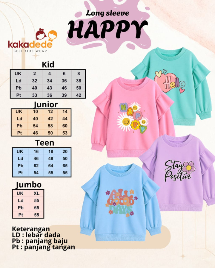 PO LONGSLEEVE HAPPY (TEEN & JUMBO) BY KAKADEDE