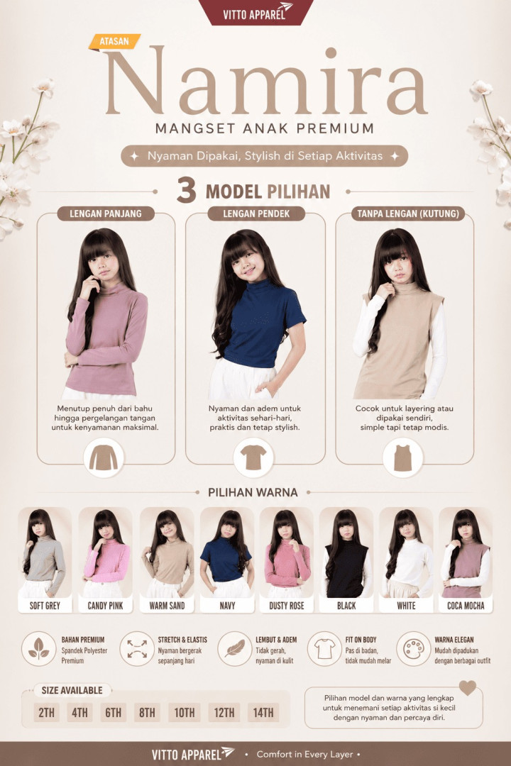 PO NAMIRA MANSET ANAK PANJANG BY VITTO APPAREL