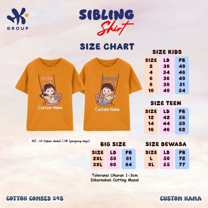 PO SIBLING TSHIRT CUSTOM NAME LENGAN PENDEK BY HK GROUP