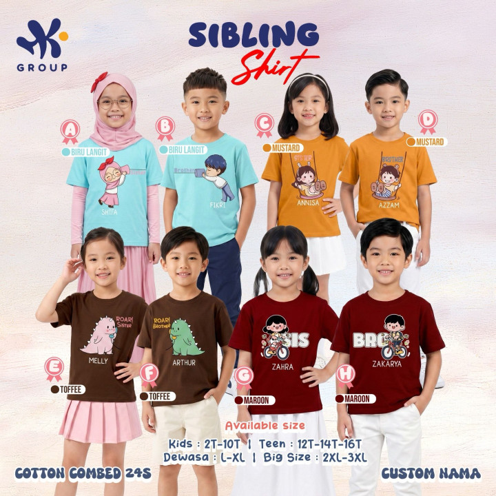 PO SIBLING TSHIRT CUSTOM NAME LENGAN PENDEK BY HK GROUP