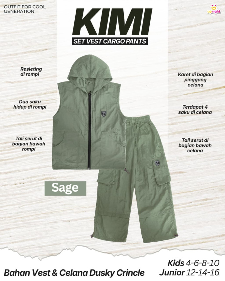 PO KIMI SET VEST CARGO PANTS BY UPRIGHT 