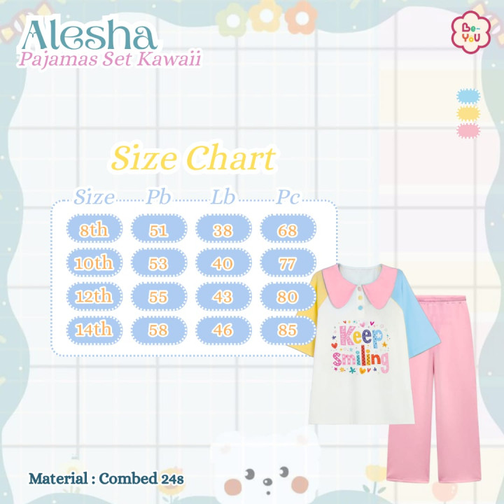 PO ALESHA PAJAMAS SET KAWAII BY BE YOU