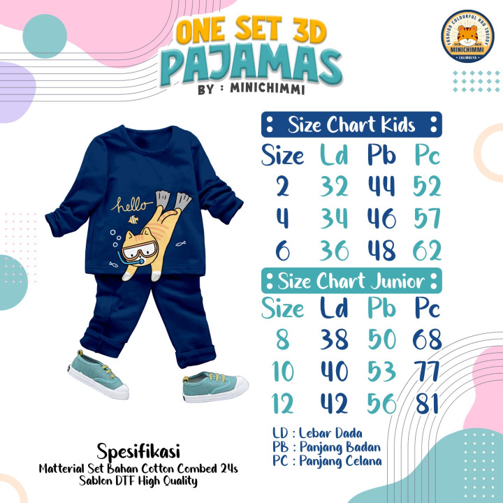 PO ONE SET 3D PAJAMAS MINICHIMMI
