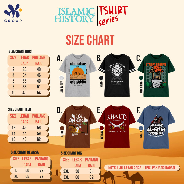 PO ISLAMIC HISTORY TSHIRT (KIDS & TEEN) BY HK GRUP