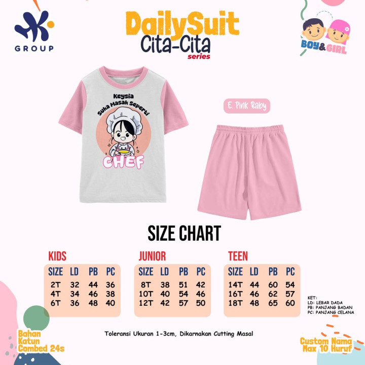 PO DAILY SUIT SET CUSTOM NAMA CITA-CITA SERIES HK GRUP