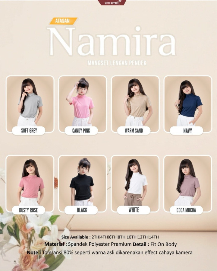 PO NAMIRA MANSET ANAK PENDEK BY VITTO APPAREL