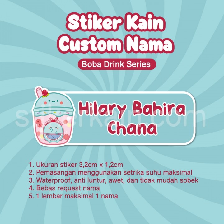 PO STIKER KAIN CUSTOM NAMA SERIES BOBA MGL