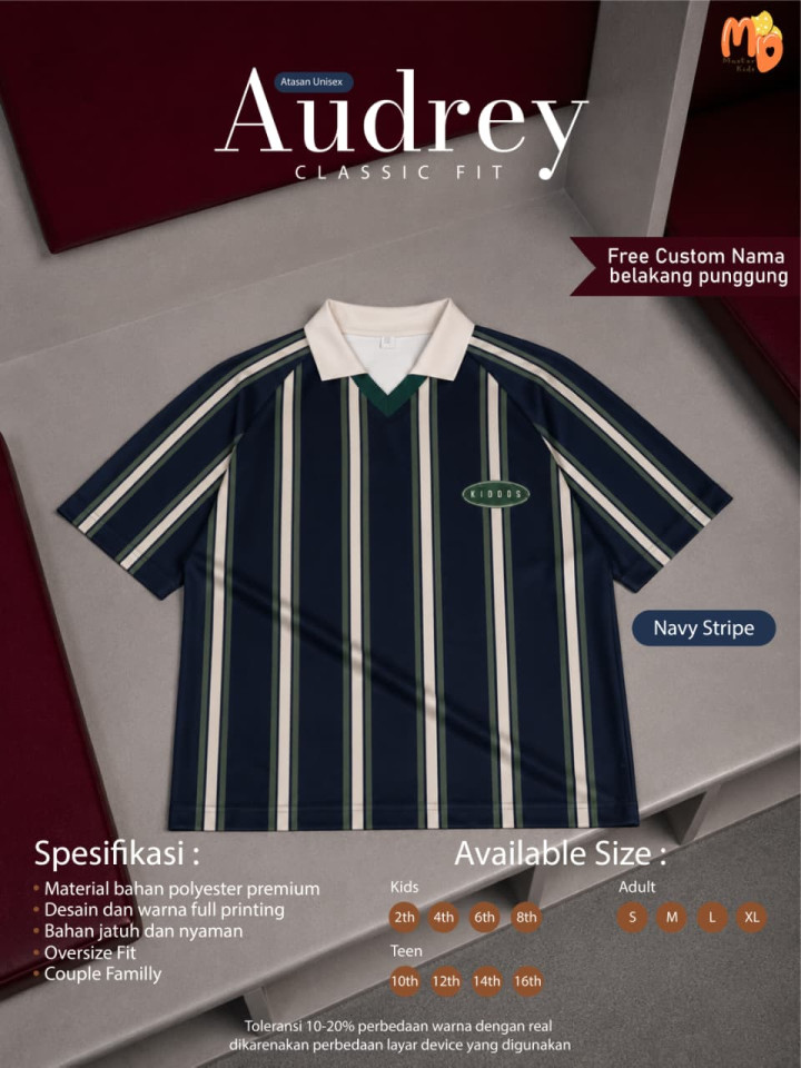 PO TSHIRT JERSEY AUDREY SPORTY CUSTOM NAMA BY MASTER KIDDOS