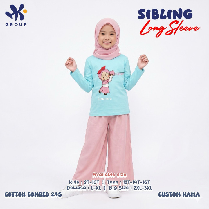PO SIBLING TSHIRT CUSTOM NAME LENGAN PANJANG BY HK GROUP