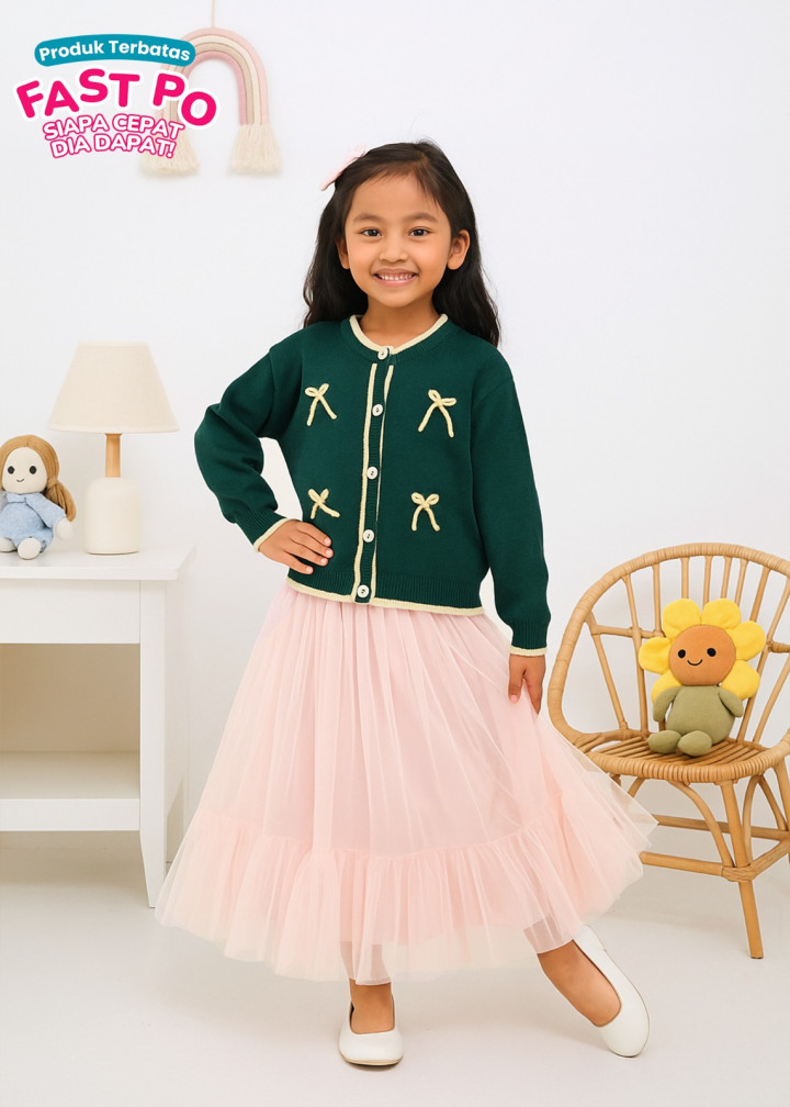 FAST PO LITTLE BOW CARDIGAN