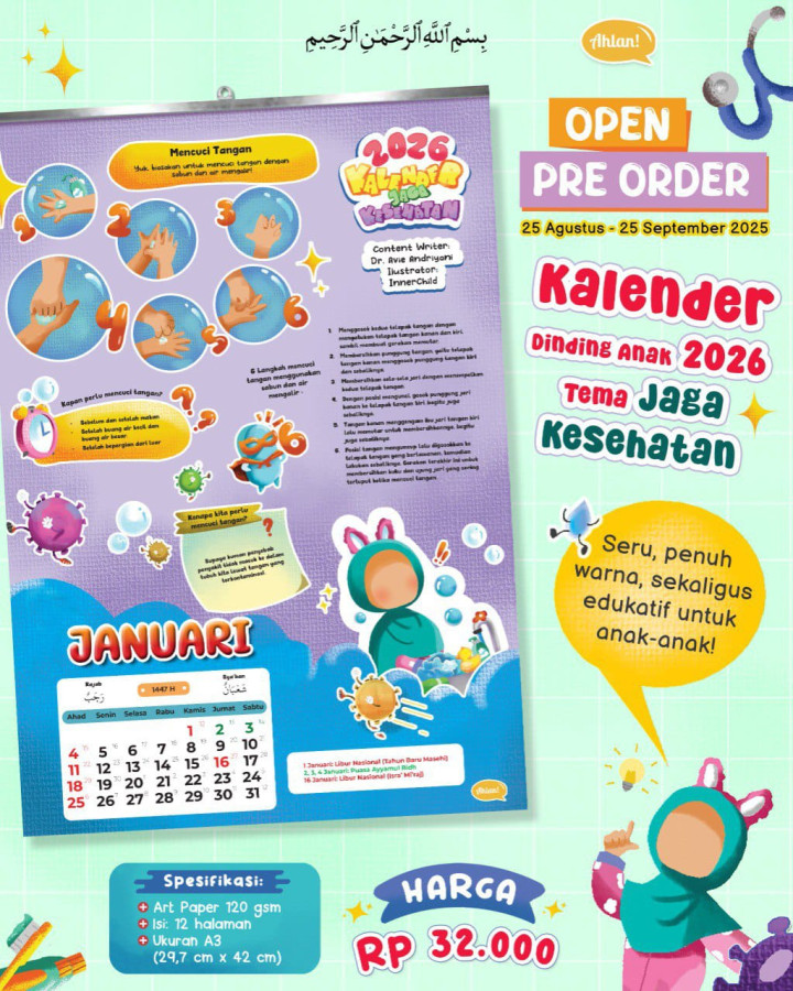 PO KALENDER DINDING ANAK 2026 BY AHLAN