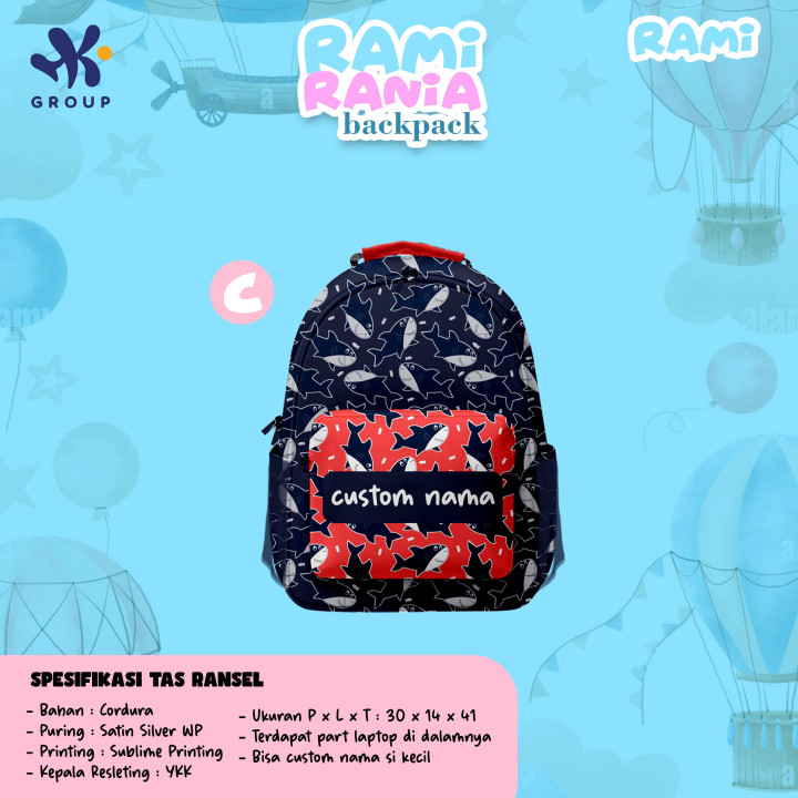 PO RAMI RANIA BACKPACK  CUSTOM NAME BY HK GRUP