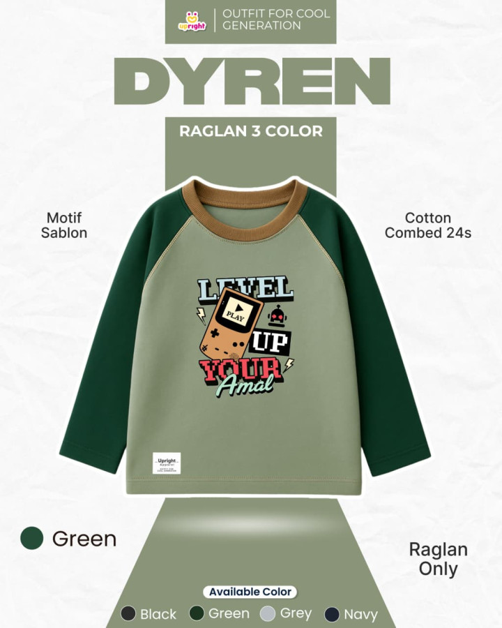 PO SHIRT DYREN RAGLAN 3 COLOR BY UPRIGHT KIDS